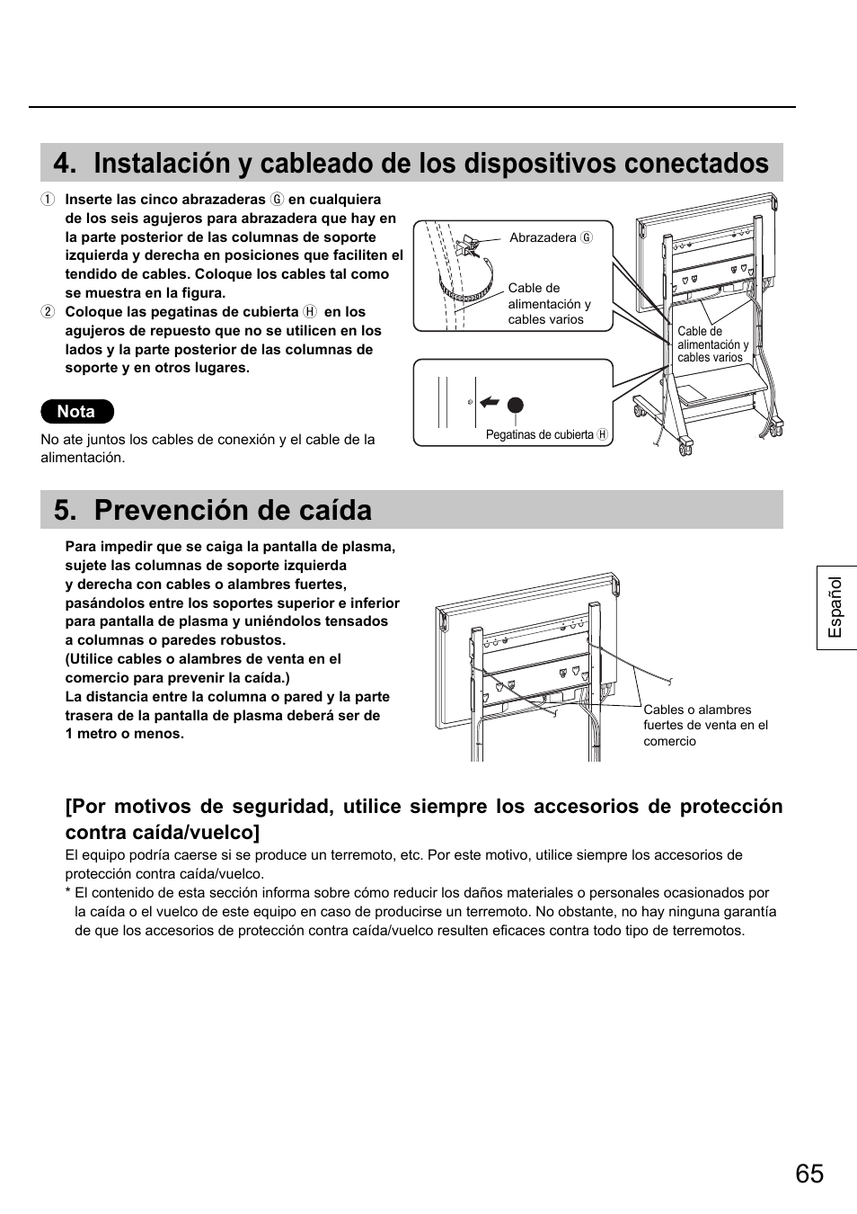 Prevención de caída | Panasonic TYST58PF20 User Manual | Page 65 / 122