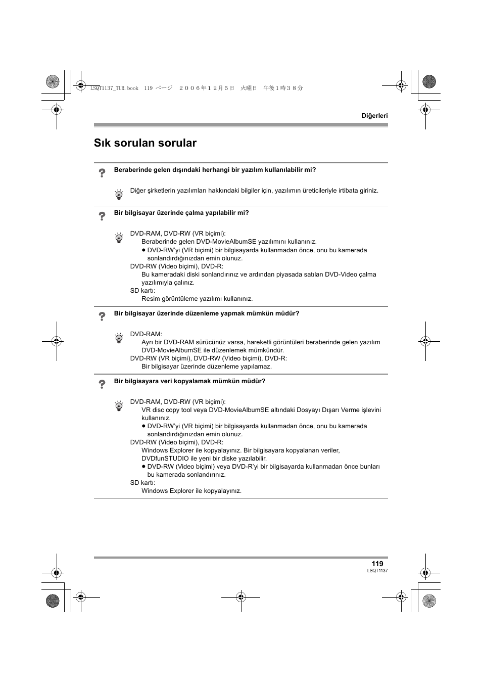 Sık sorulan sorular | Panasonic VDRD310EG User Manual | Page 119 / 124