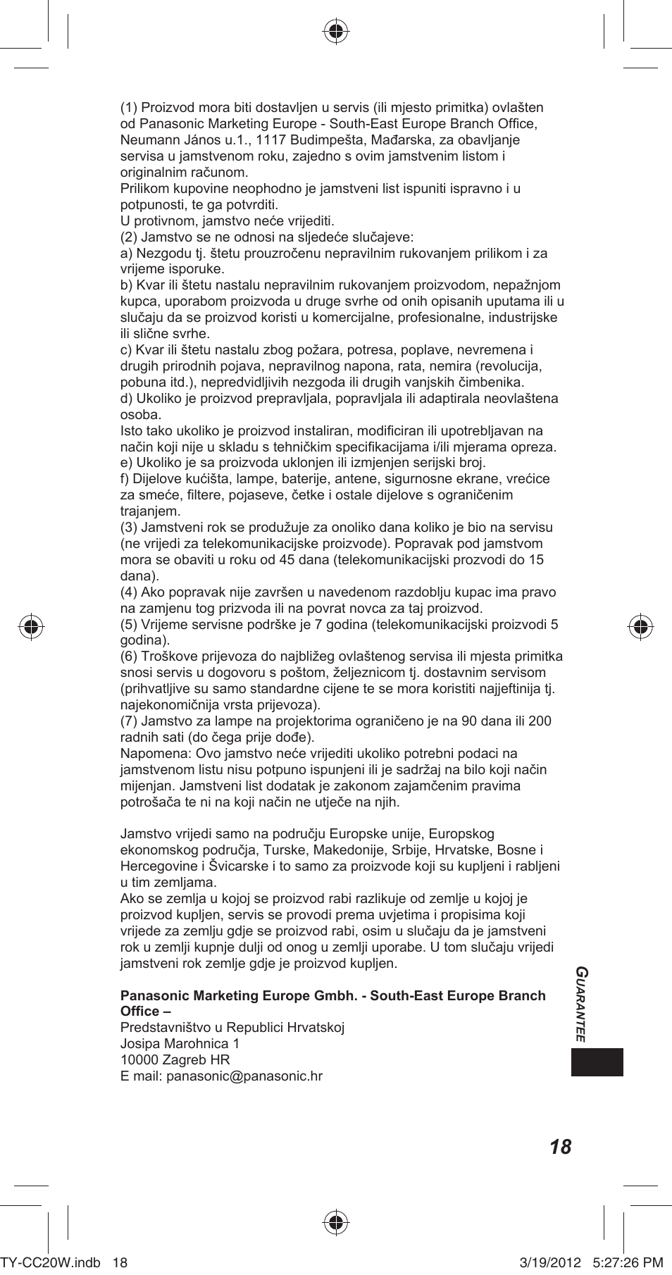 Panasonic TYCC20W User Manual | Page 165 / 188