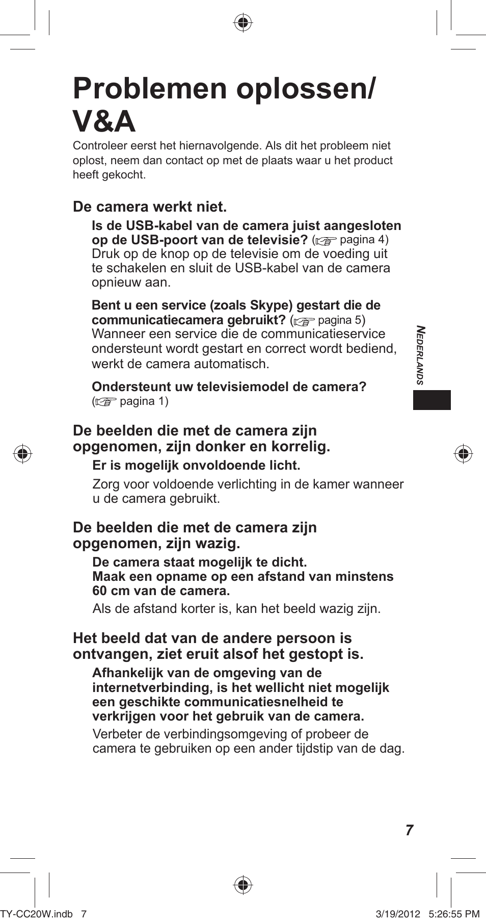 Problemen oplossen/ v&a | Panasonic TYCC20W User Manual | Page 57 / 188