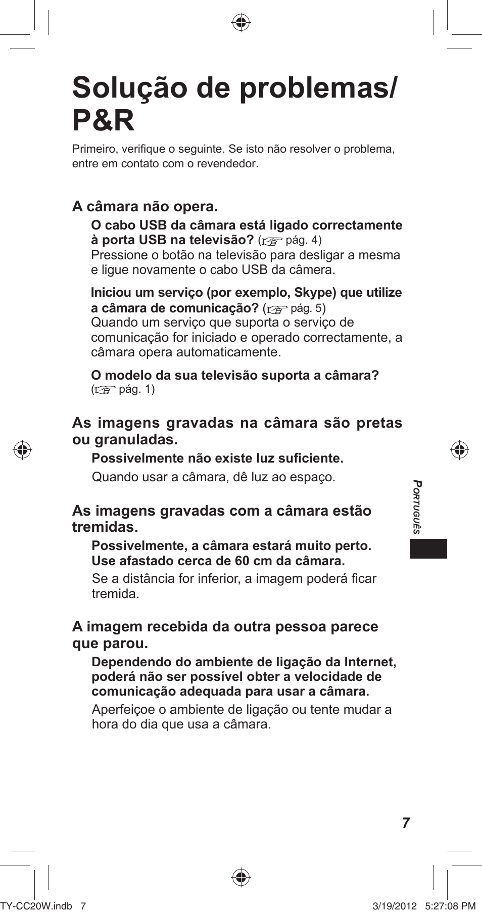 Solução de problemas/ p&r | Panasonic TYCC20W User Manual | Page 99 / 188
