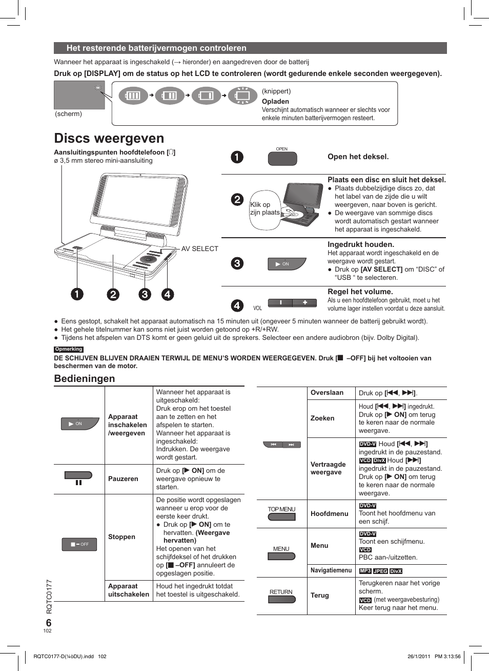 Discs weergeven, 6bedieningen | Panasonic DVDLS92EG User Manual | Page 102 / 112
