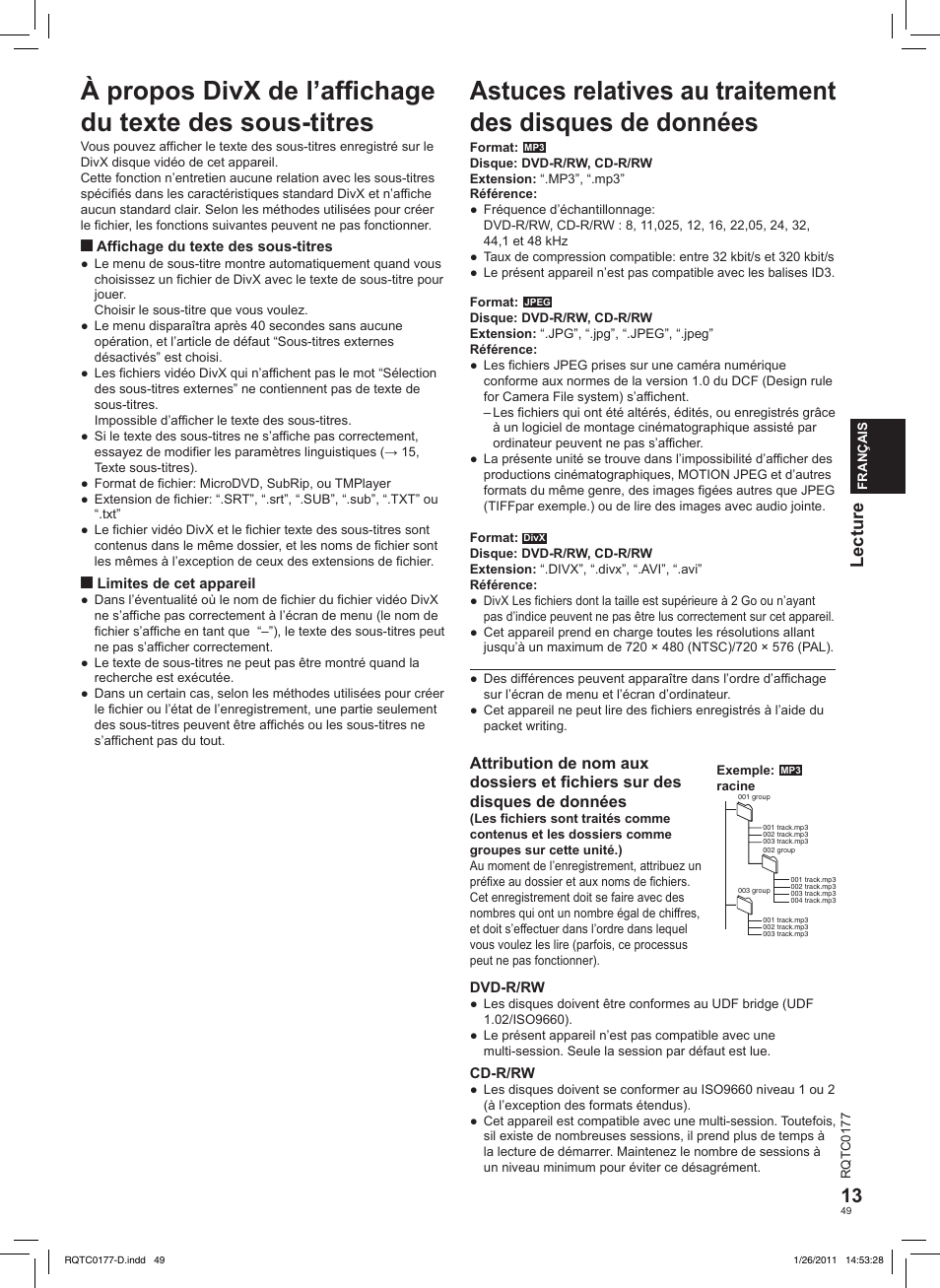 Lecture | Panasonic DVDLS92EG User Manual | Page 49 / 112