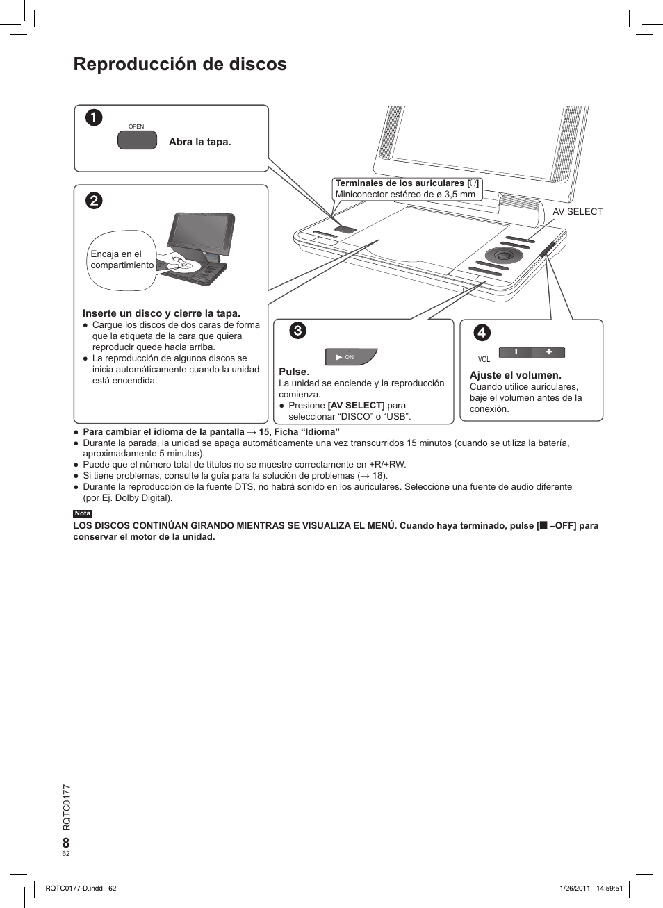 Reproducción de discos | Panasonic DVDLS92EG User Manual | Page 62 / 112