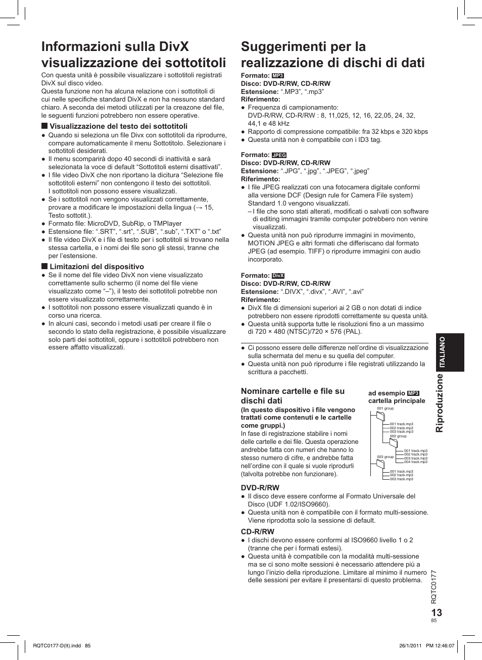 Riproduzione | Panasonic DVDLS92EG User Manual | Page 85 / 112