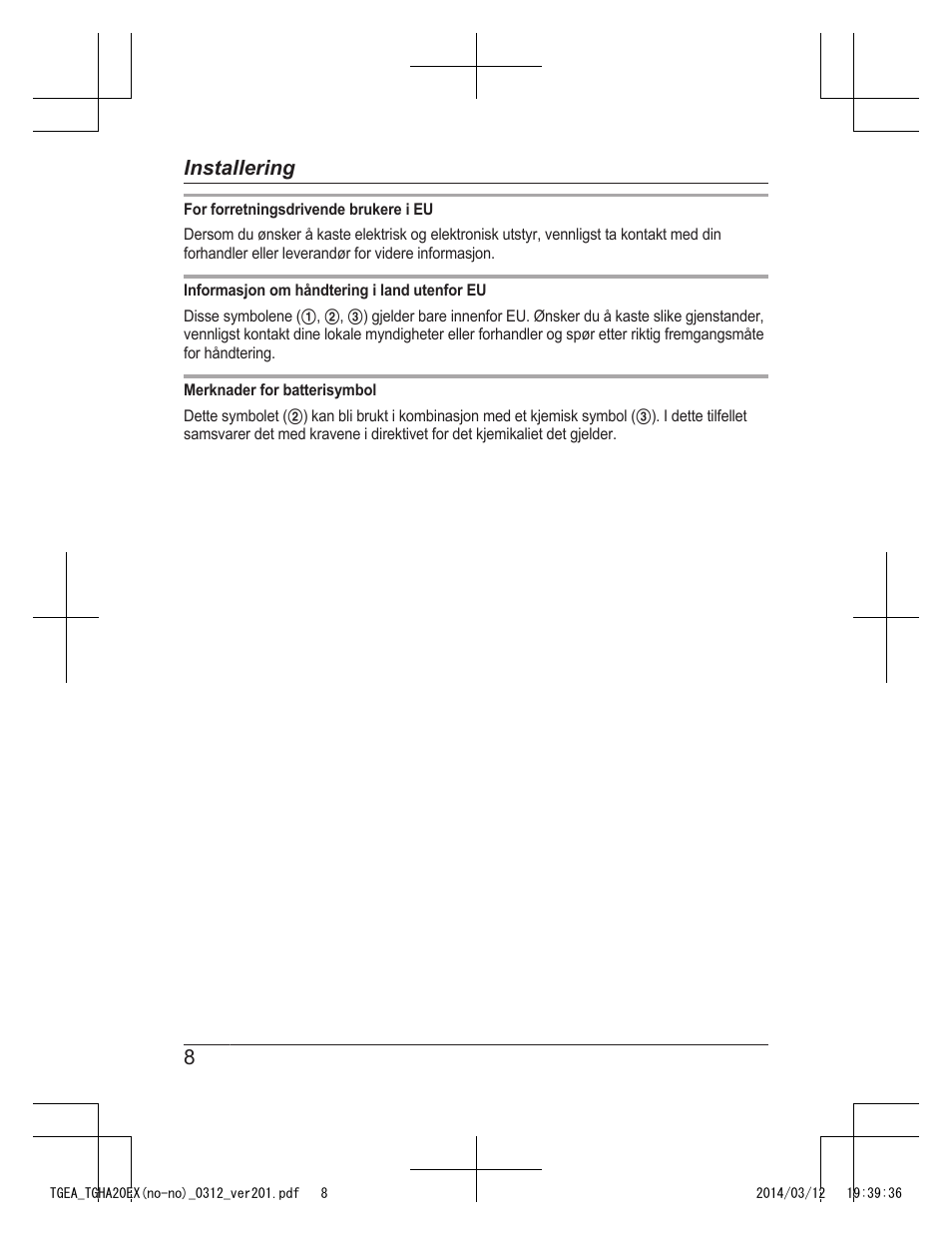 8installering | Panasonic KXTGEA20EX User Manual | Page 48 / 112