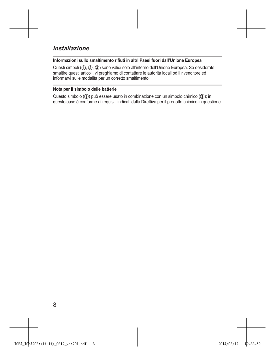 8installazione | Panasonic KXTGEA20EX User Manual | Page 96 / 112