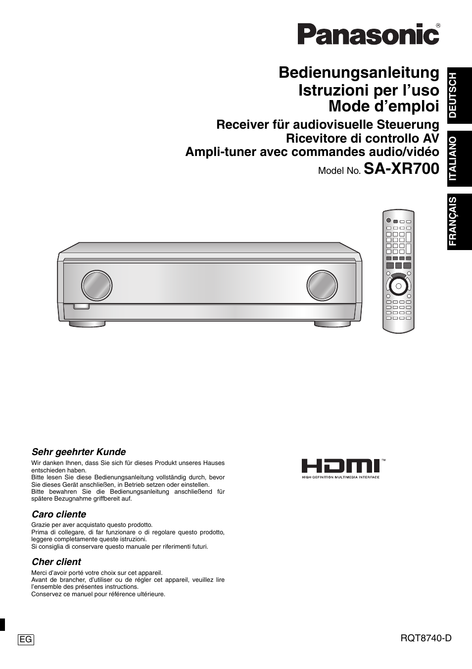 Panasonic SAXR700 User Manual | 144 pages