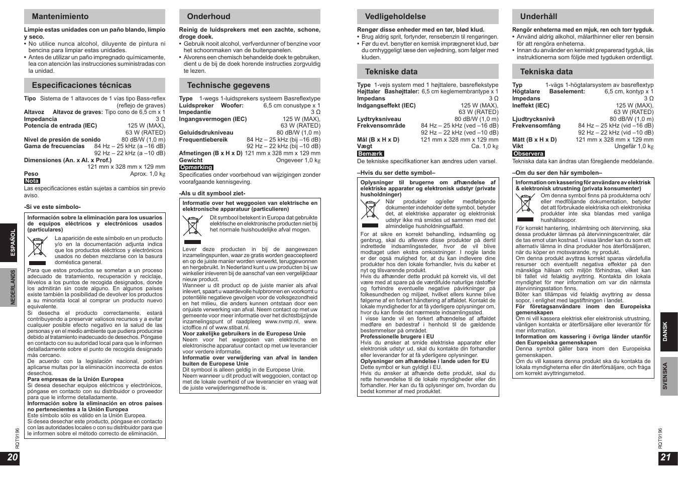 Panasonic SBHS100A User Manual | Page 11 / 19