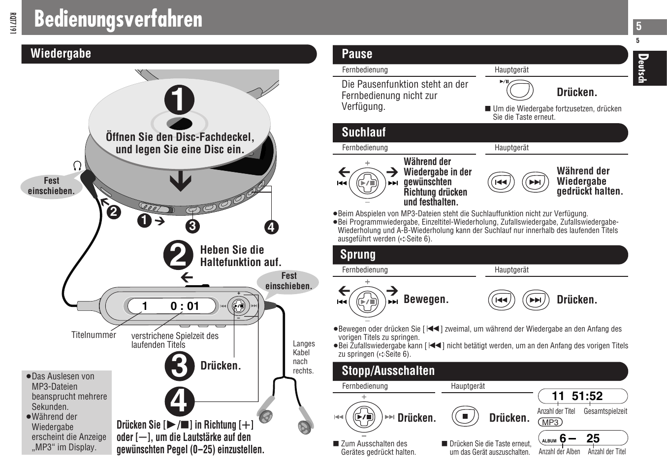 Bedienungsverfahren | Panasonic SLCT710 User Manual | Page 5 / 92