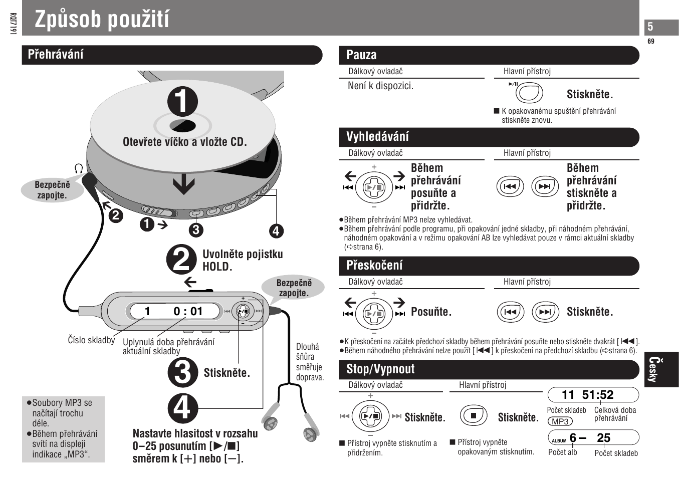 Zpûsob pouƒití | Panasonic SLCT710 User Manual | Page 69 / 92