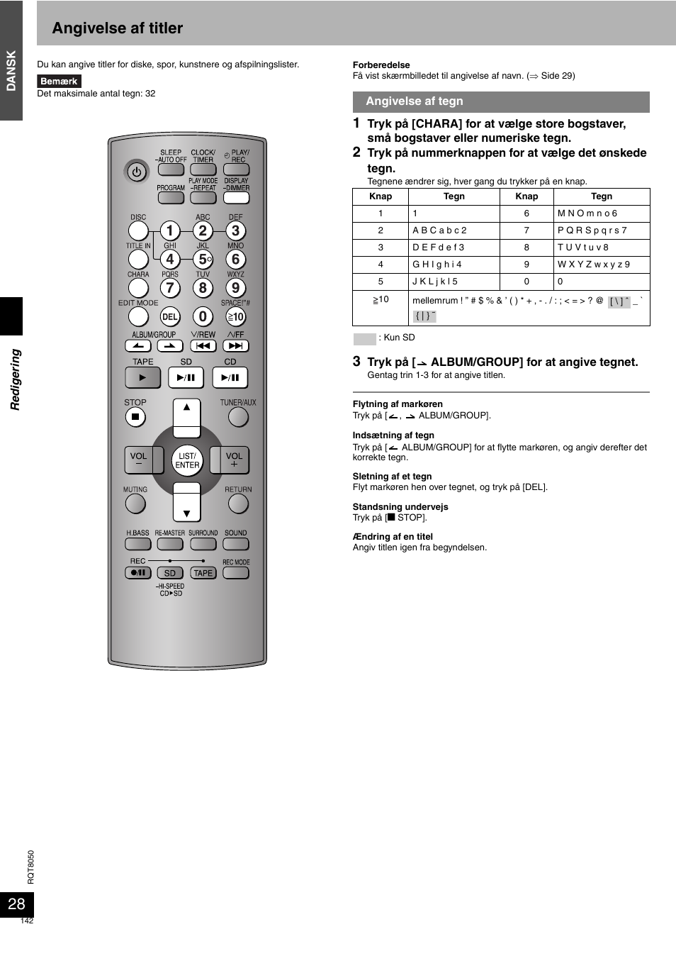 Angivelse af titler | Panasonic SCPM71SD User Manual | Page 142 / 192
