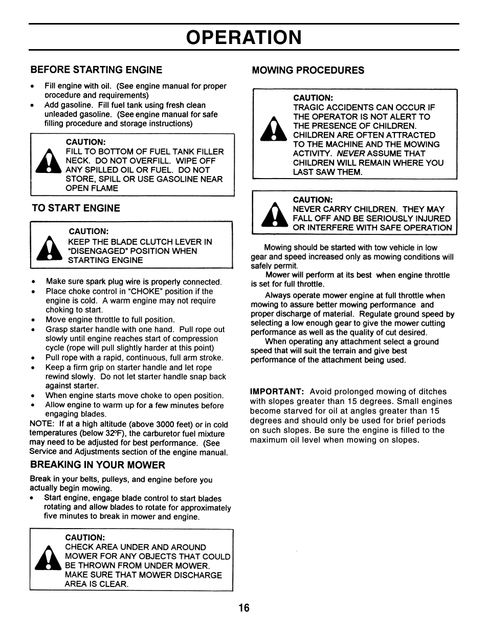 Operation | Agri-Fab 45-03611 User Manual | Page 16 / 28