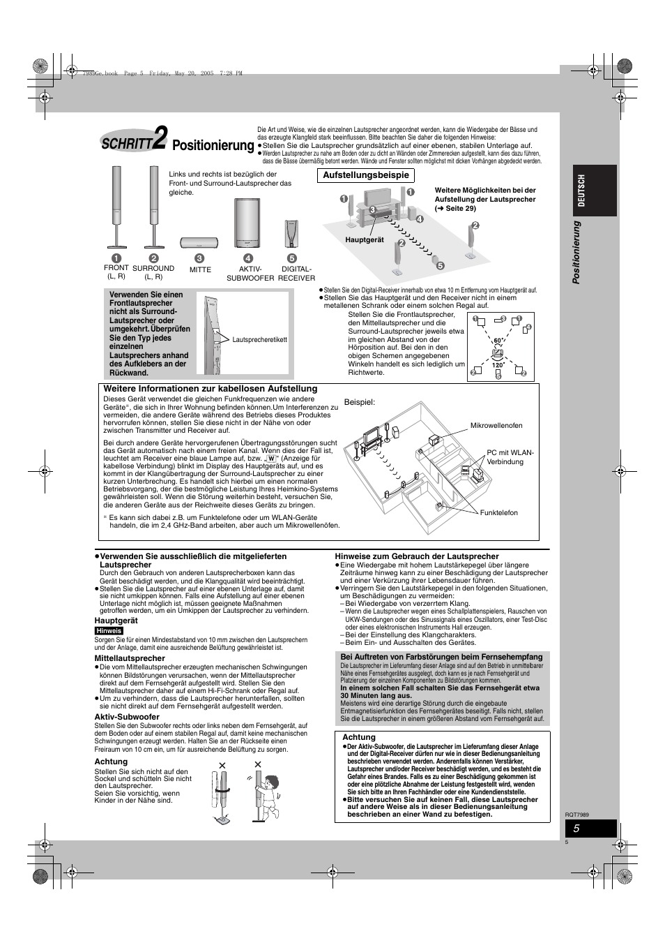 Schritt, Positionierung | Panasonic SCHT885W User Manual | Page 5 / 104