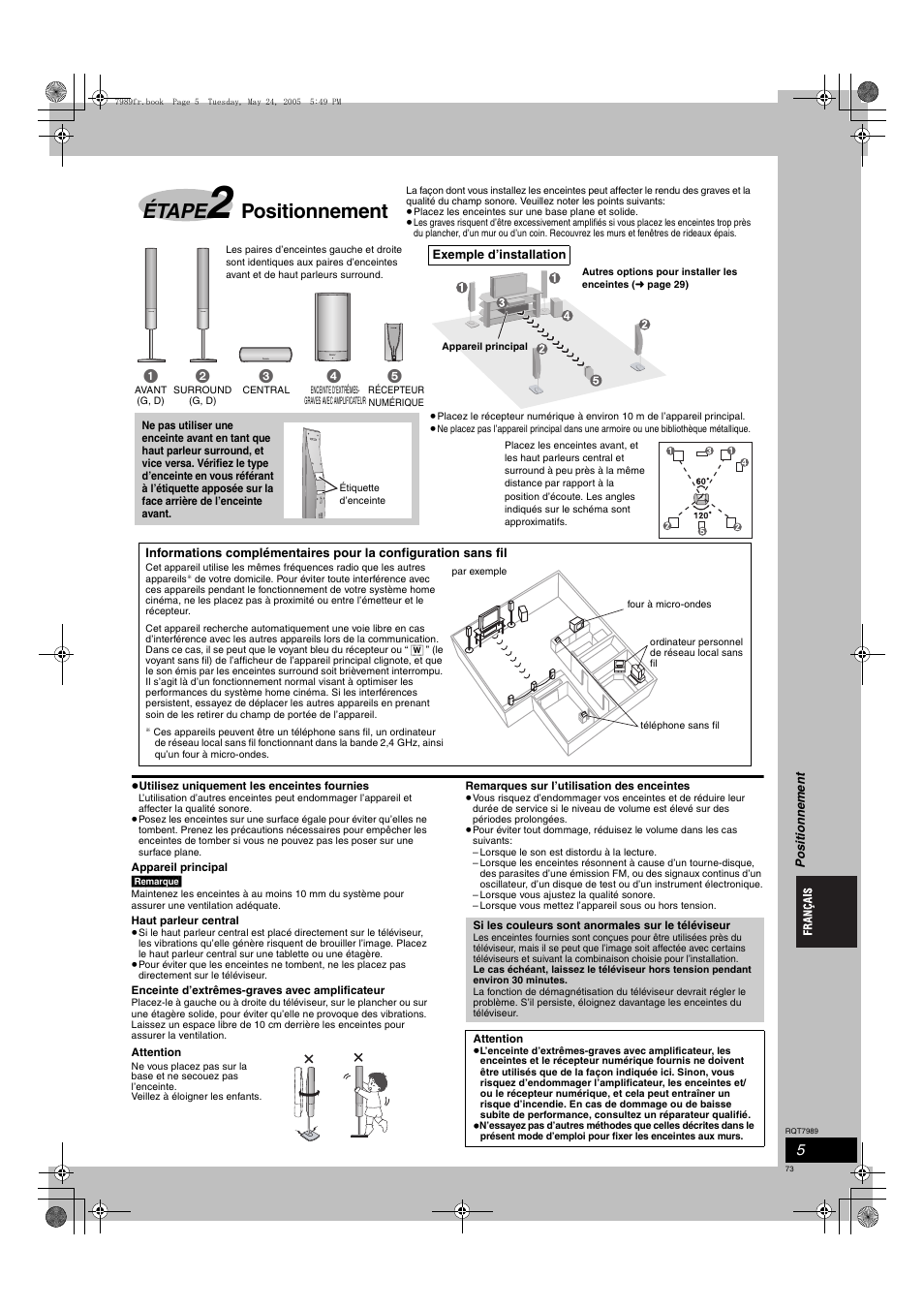 Étape, Positionnement | Panasonic SCHT885W User Manual | Page 73 / 104