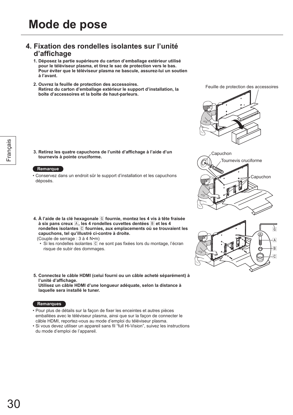 Mode de pose | Panasonic TYWK5P1SW User Manual | Page 30 / 80