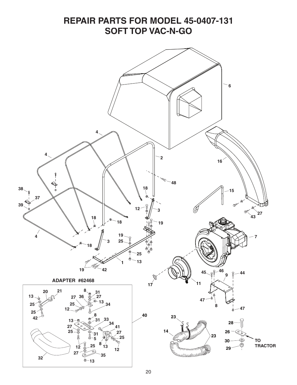 Repair, Parts, Model | Soft | Agri-Fab Vac-N-Go 45-0407-131 User Manual | Page 3 / 5