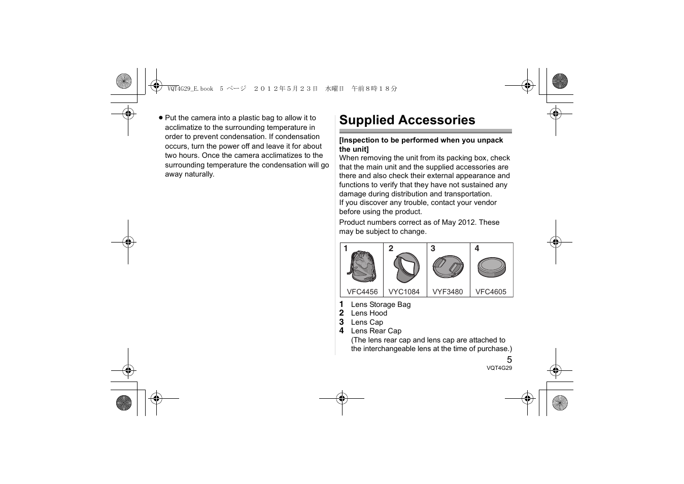 Supplied accessories | Panasonic HHS12035E User Manual | Page 5 / 72