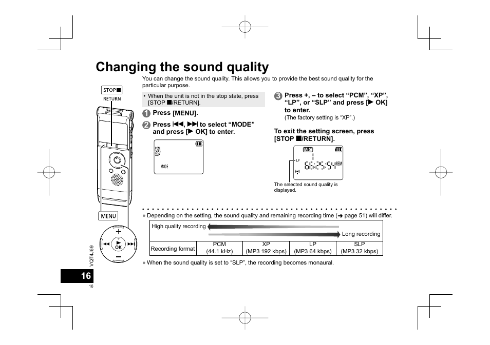 Changing the sound quality | Panasonic RRXS350E User Manual | Page 16 / 178
