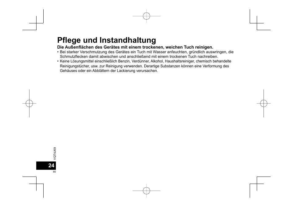 Pflege und instandhaltung | Panasonic RRXS350E User Manual | Page 80 / 178