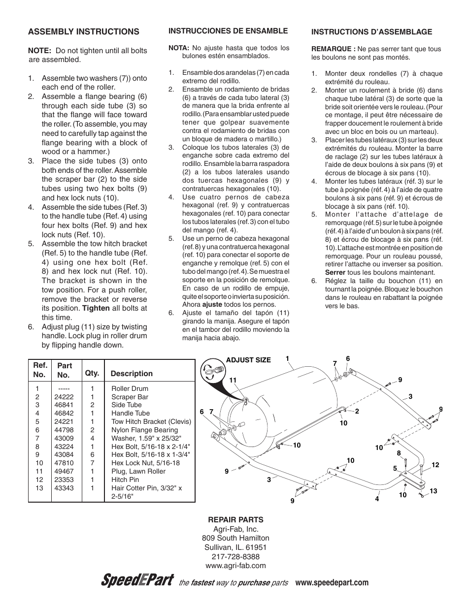 Agri-Fab Poly Lawn Roller 45-02671 User Manual | Page 2 / 2
