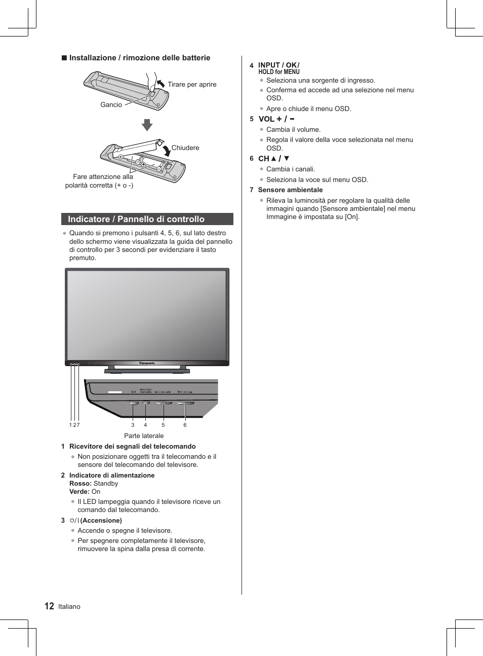 Indicatore / pannello di controllo | Panasonic TX32AS500Y User Manual | Page 92 / 140