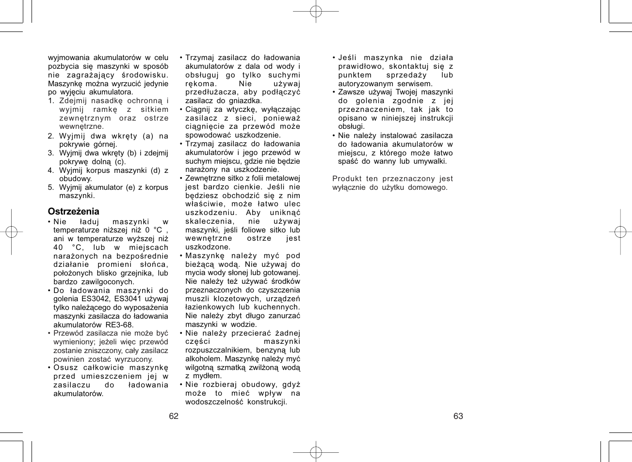 Panasonic ES3042 User Manual | Page 32 / 38