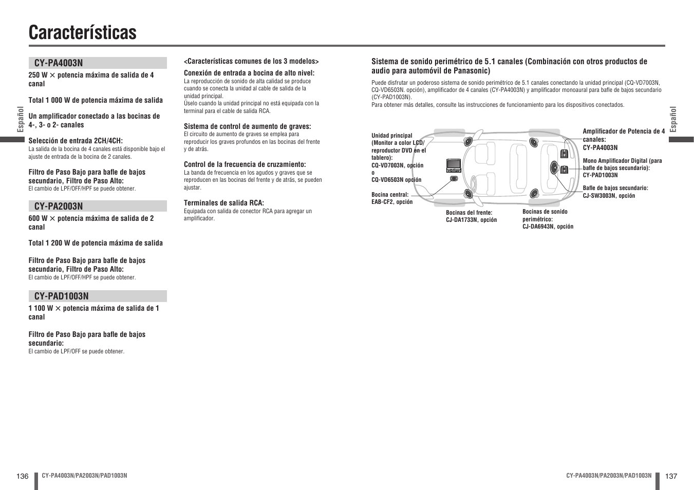 Características | Panasonic CYPA2003N User Manual | Page 69 / 82