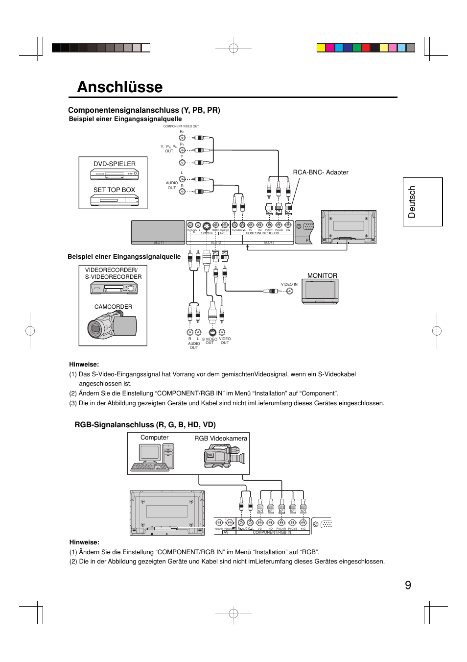 Anschlüsse, Deutsch, Dvd-spieler | Panasonic TY42TM6Y User Manual | Page 9 / 24
