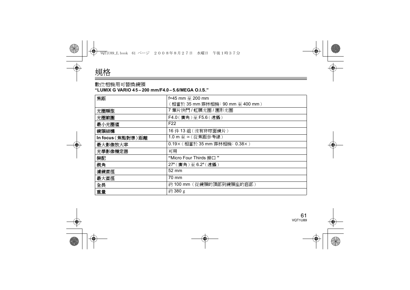 Panasonic HFS045200E User Manual | Page 61 / 72