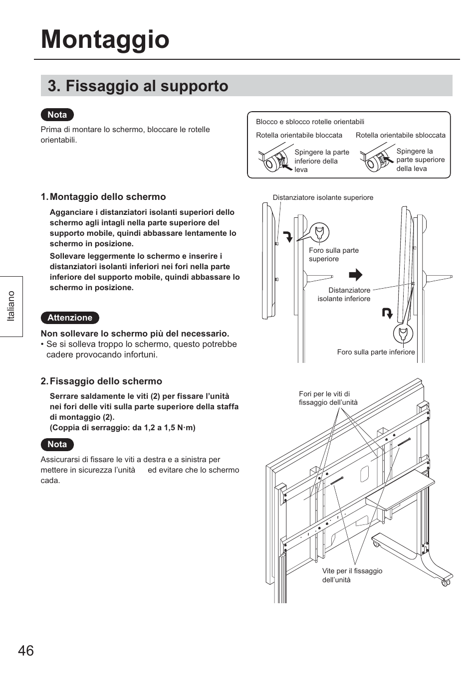 Fissaggio al supporto, Montaggio | Panasonic TYST65PF1 User Manual | Page 46 / 96