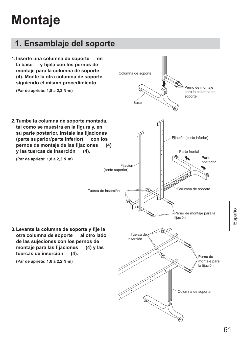 Ensamblaje del soporte, Montaje | Panasonic TYST65PF1 User Manual | Page 61 / 96