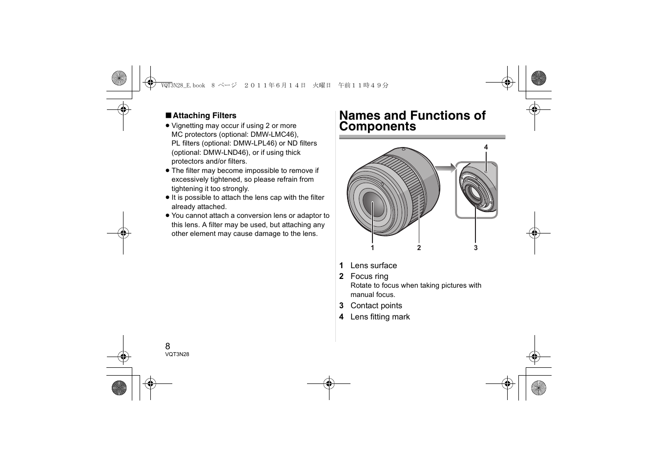 Names and functions of components | Panasonic HX025E User Manual | Page 8 / 72
