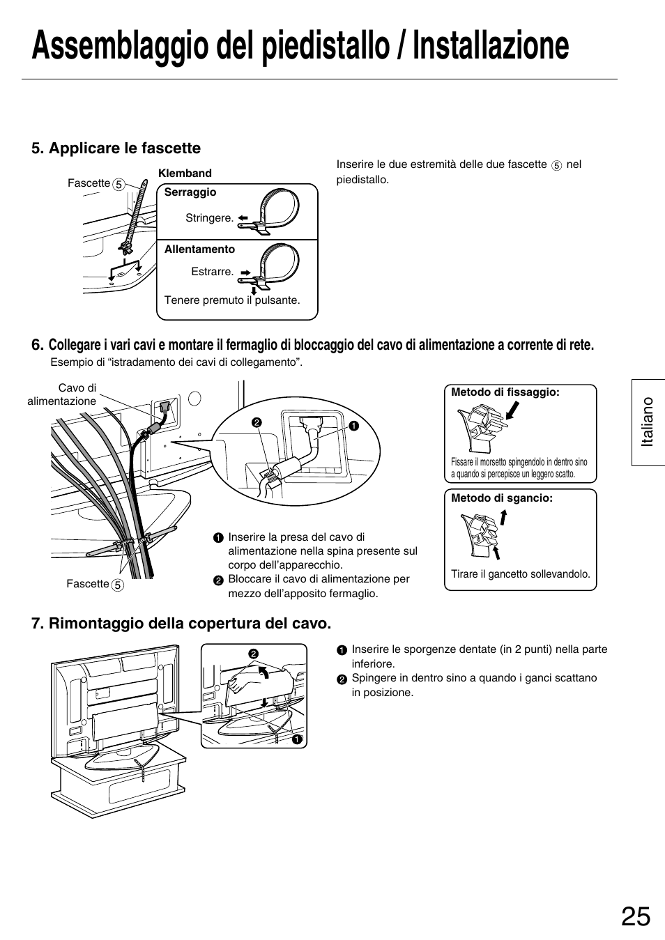 Assemblaggio del piedistallo / installazione | Panasonic TYST50PX500 User Manual | Page 25 / 52