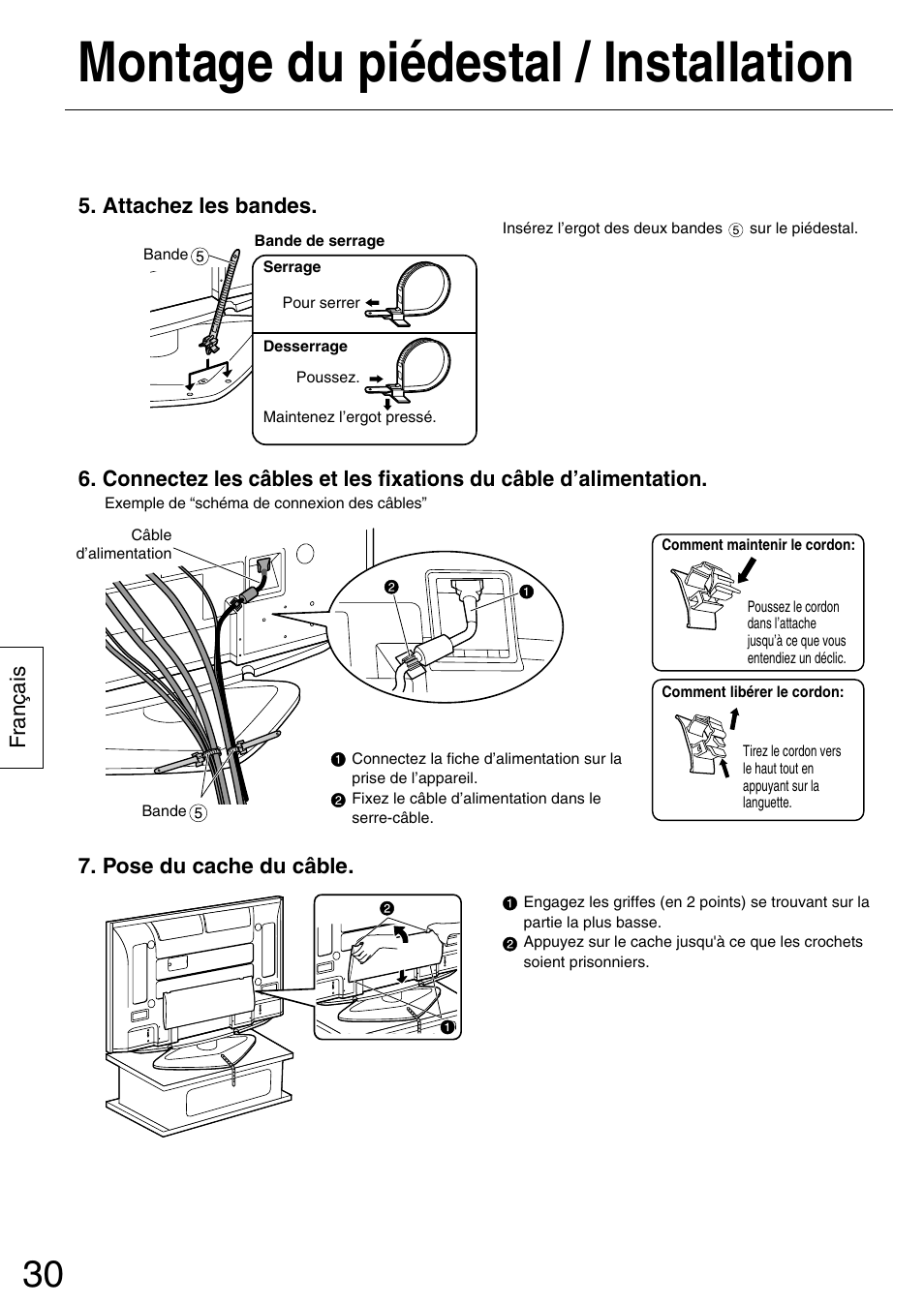 Montage du piédestal / installation | Panasonic TYST50PX500 User Manual | Page 30 / 52