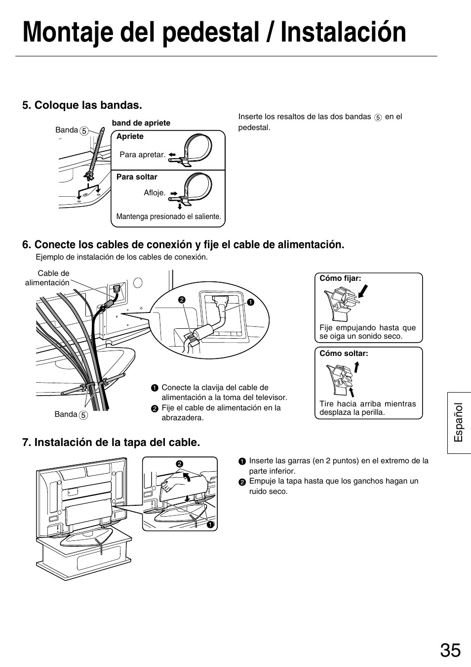 Montaje del pedestal / instalación | Panasonic TYST50PX500 User Manual | Page 35 / 52