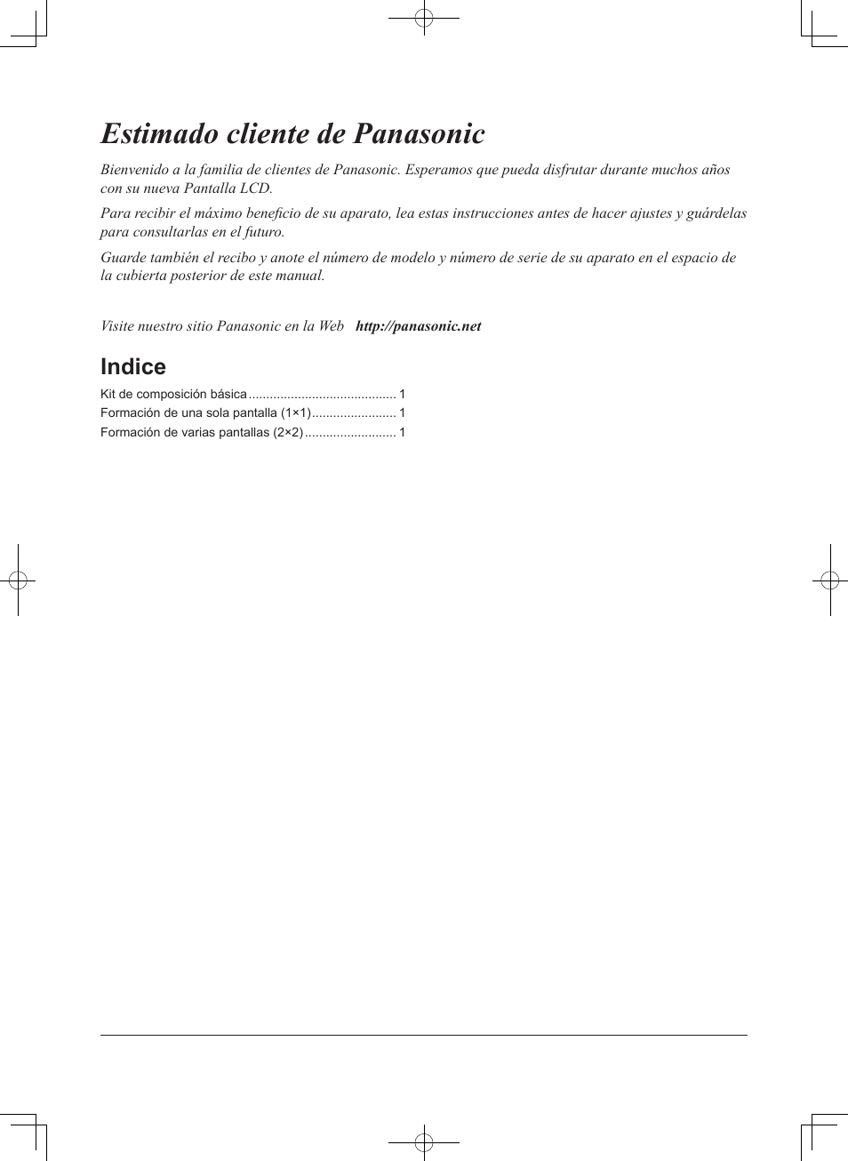 Estimado cliente de panasonic, Indice | Panasonic TYCF55VW50 User Manual | Page 14 / 40