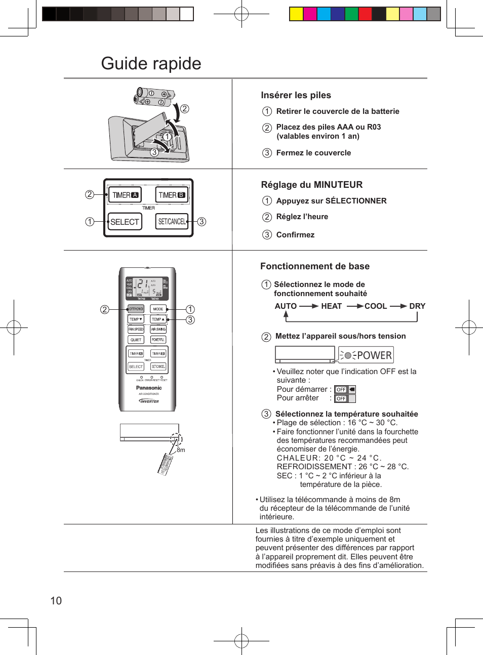 Guide rapide | Panasonic CSUE12PKE User Manual | Page 10 / 56