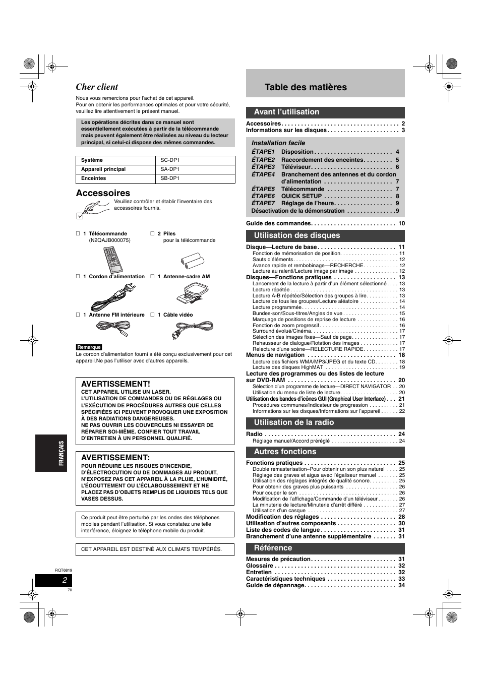Panasonic SCDP1 User Manual | Page 70 / 104