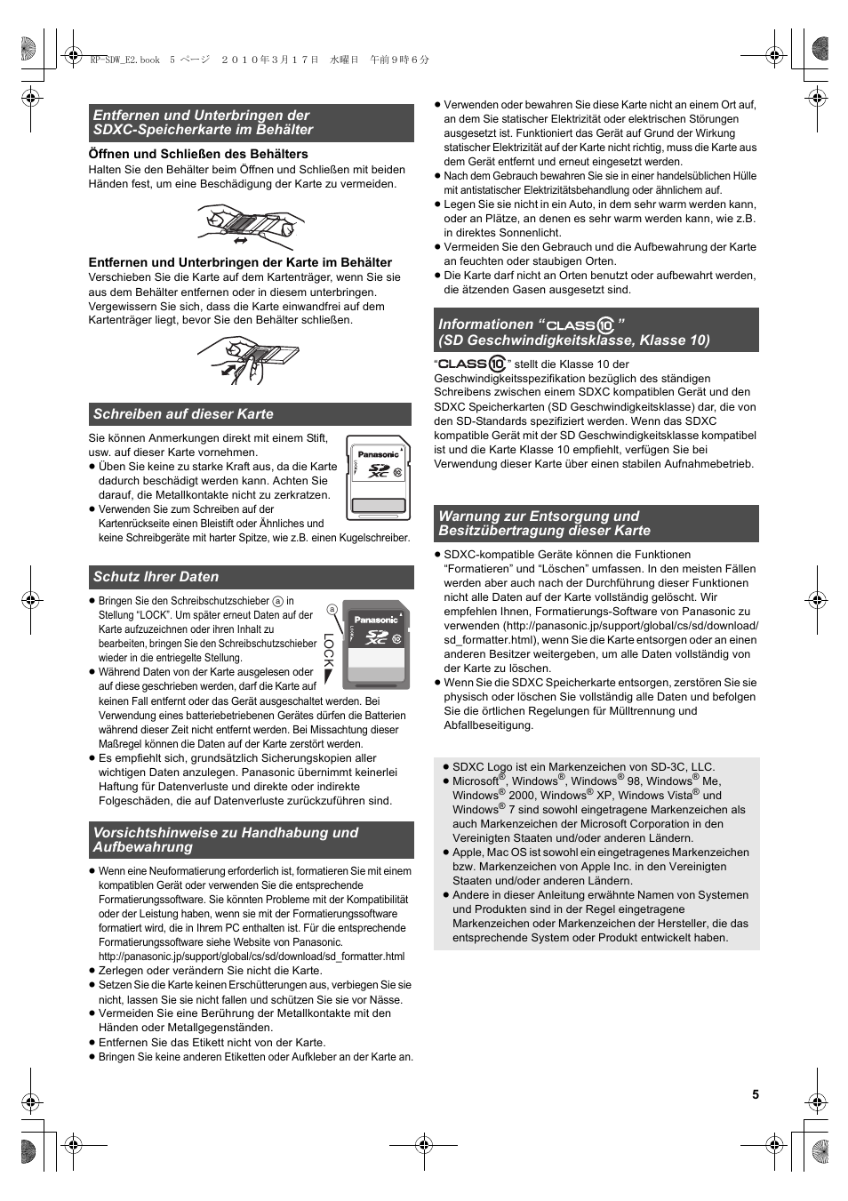 Panasonic RPSDW48GE1K User Manual | Page 5 / 34