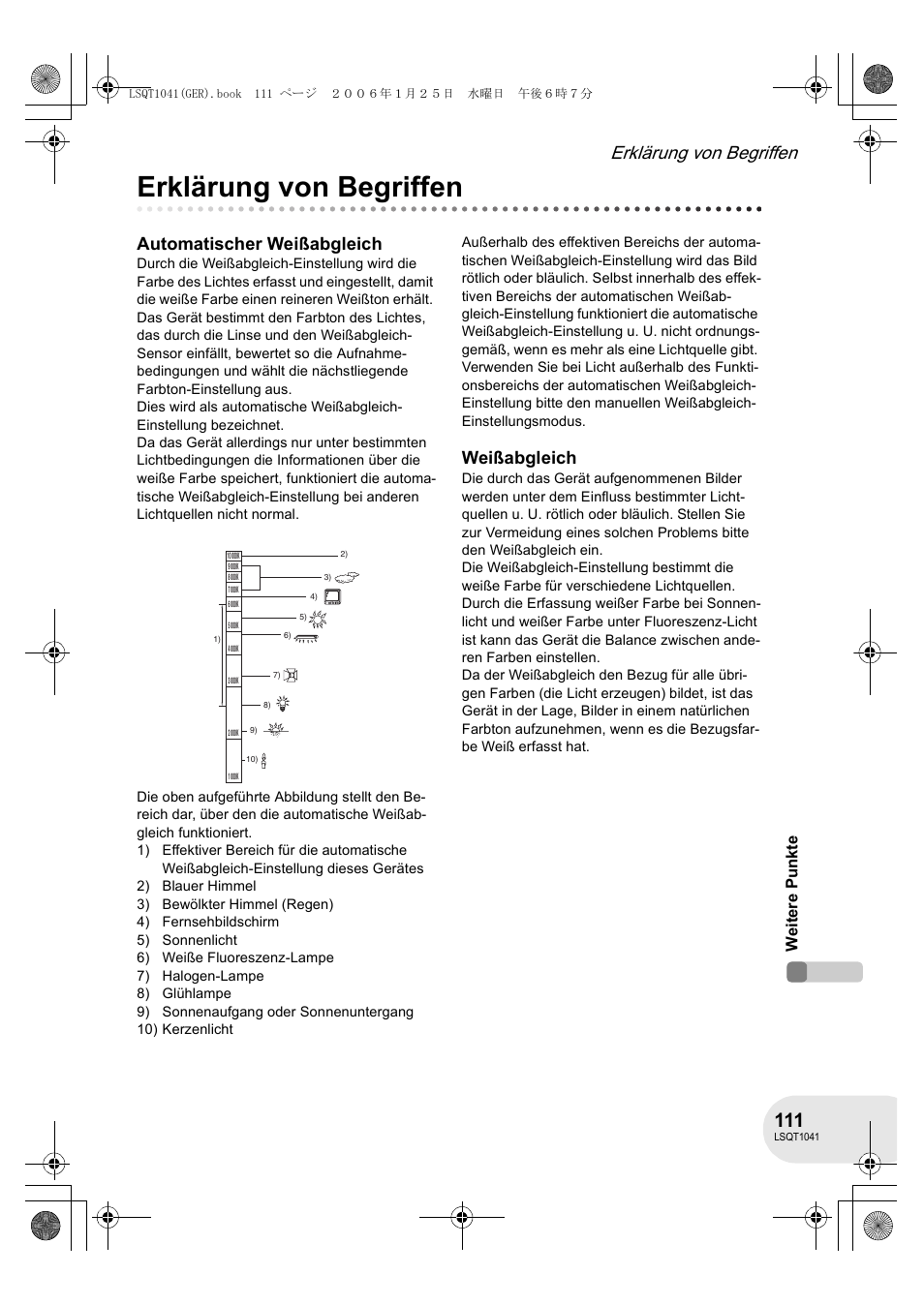 Erklärung von begriffen, Automatischer weißabgleich, Weißabgleich | Panasonic VDRD152EG User Manual | Page 111 / 232