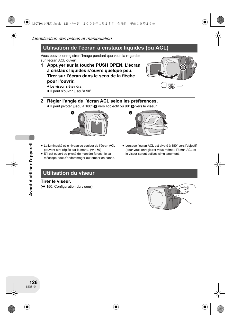 Utilisation du viseur | Panasonic VDRD152EG User Manual | Page 126 / 232