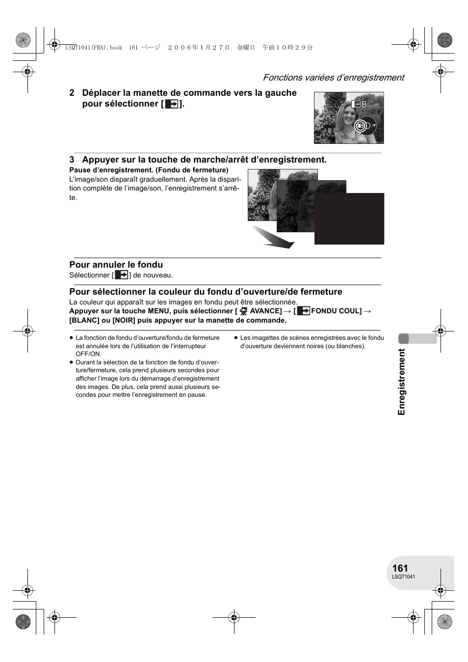 Fonctions variées d’enregistrement | Panasonic VDRD152EG User Manual | Page 161 / 232