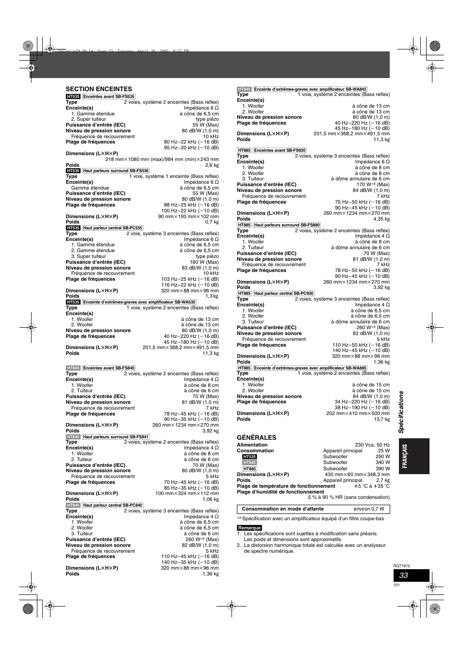 Panasonic SCHT845 User Manual | Page 101 / 104