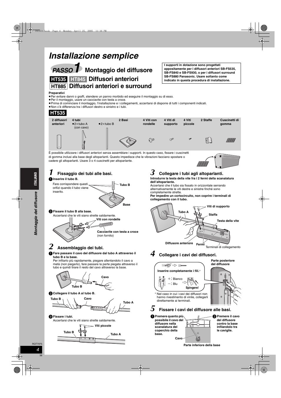 Installazione semplice, Ht535, Passo | Panasonic SCHT845 User Manual | Page 38 / 104