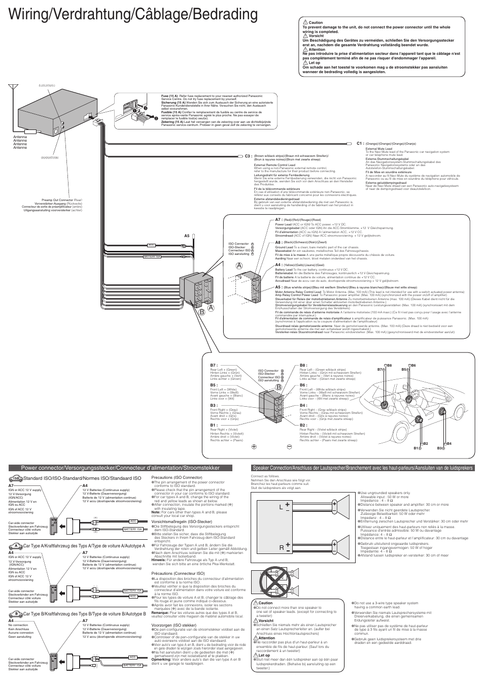 Wiring/verdrahtung/câblage/bedrading | Panasonic CQC1321NW User Manual | Page 4 / 4