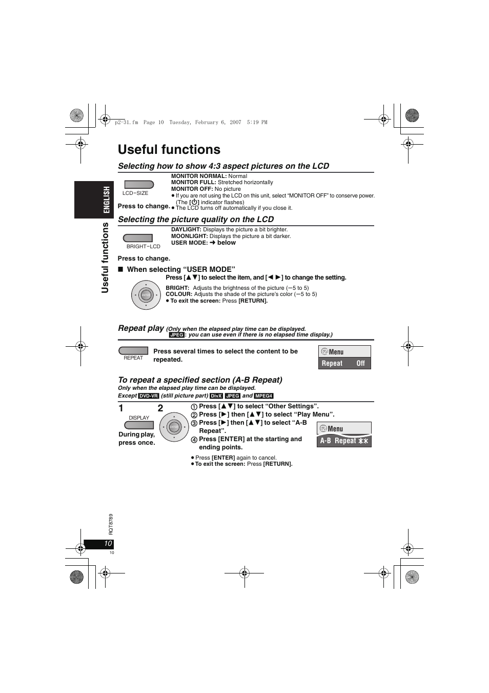 Useful functions, Useful f unct ions | Panasonic DVDLS82 User Manual | Page 10 / 192