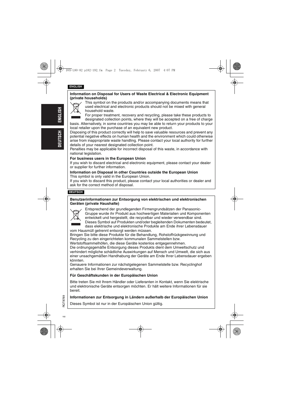 Panasonic DVDLS82 User Manual | Page 182 / 192