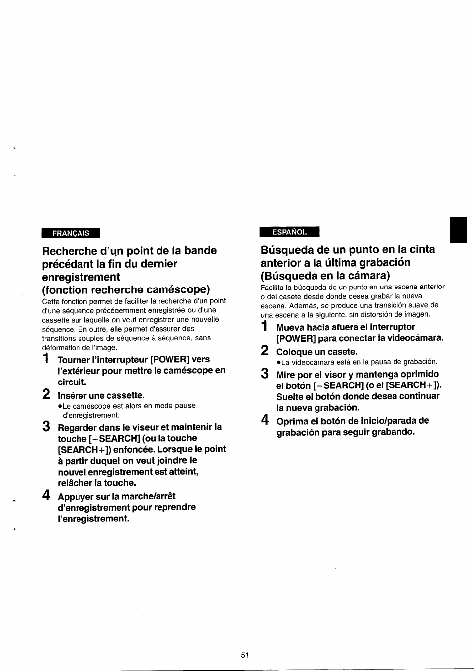 Fonction recherche caméscope) | Panasonic NVRX33EG User Manual | Page 51 / 138