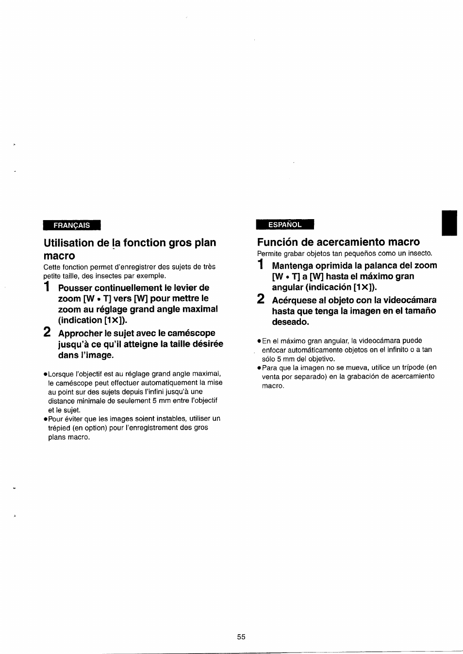 Función de acercamiento macro | Panasonic NVRX33EG User Manual | Page 55 / 138